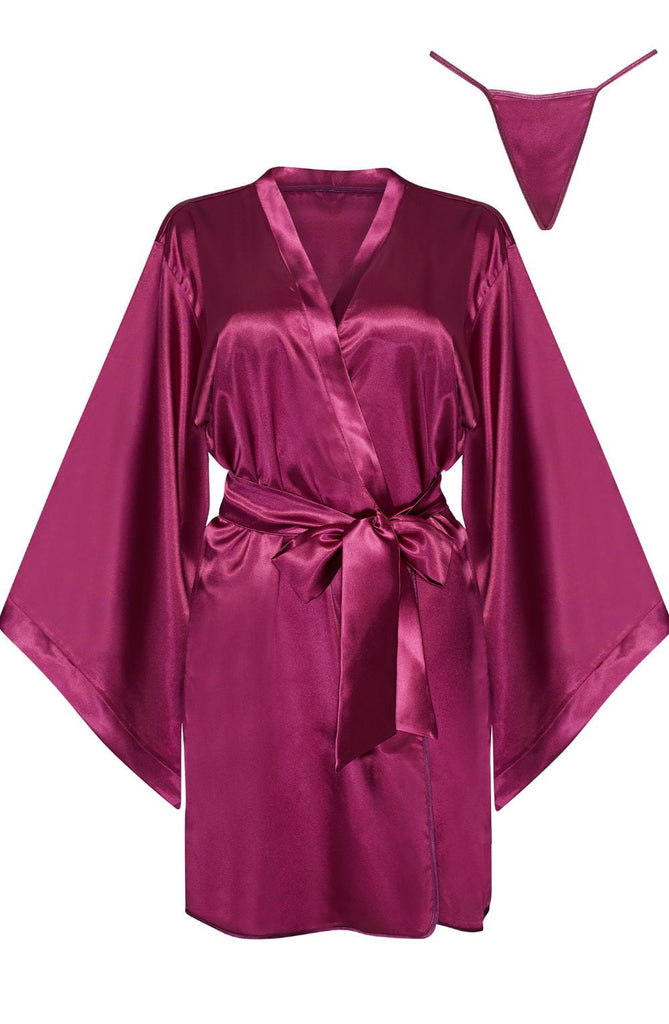 Beauty Night BN6663 Samira Peignoir Burgundy - My Lingerie Obsession 