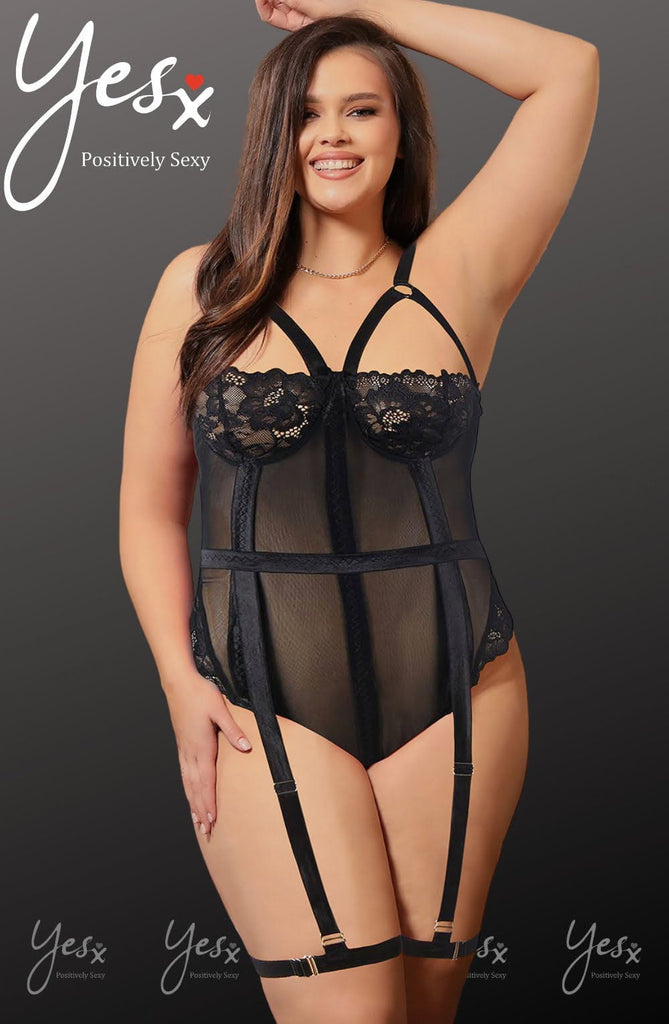 YesX Black Plus Size Bodysuit YX840Q - My Lingerie Obsession 