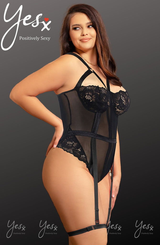 YesX Black Plus Size Bodysuit YX840Q - My Lingerie Obsession 