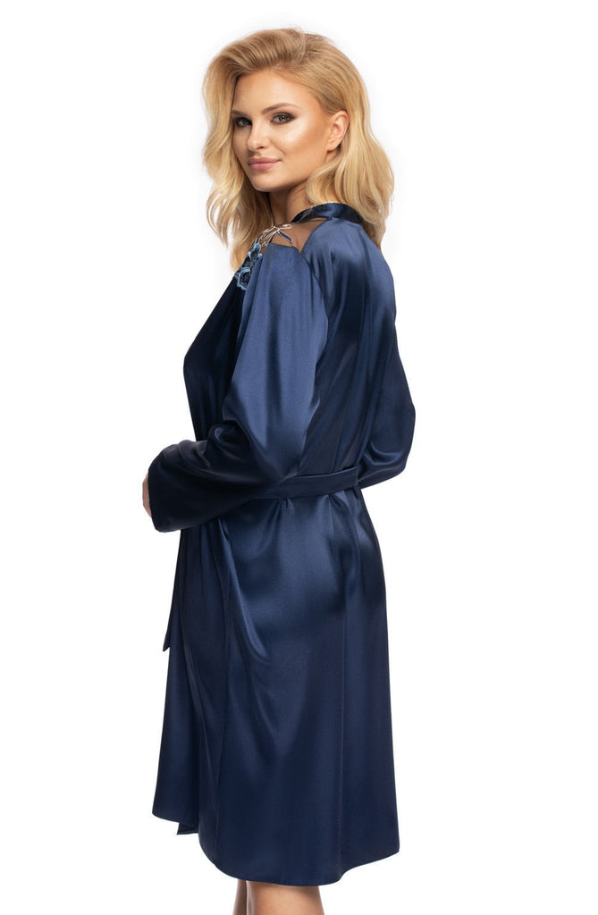 Irall Elodie Dressing Gown Navy Blue - My Lingerie Obsession 