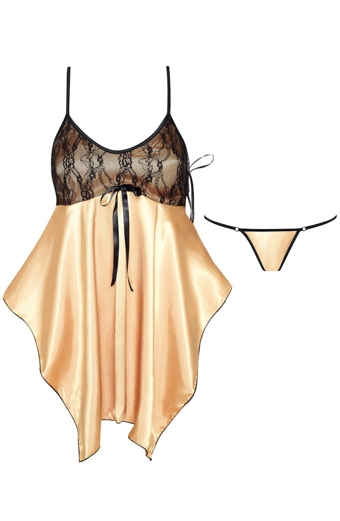 Beauty Night BN6644 Julieta Chemise Gold - My Lingerie Obsession 