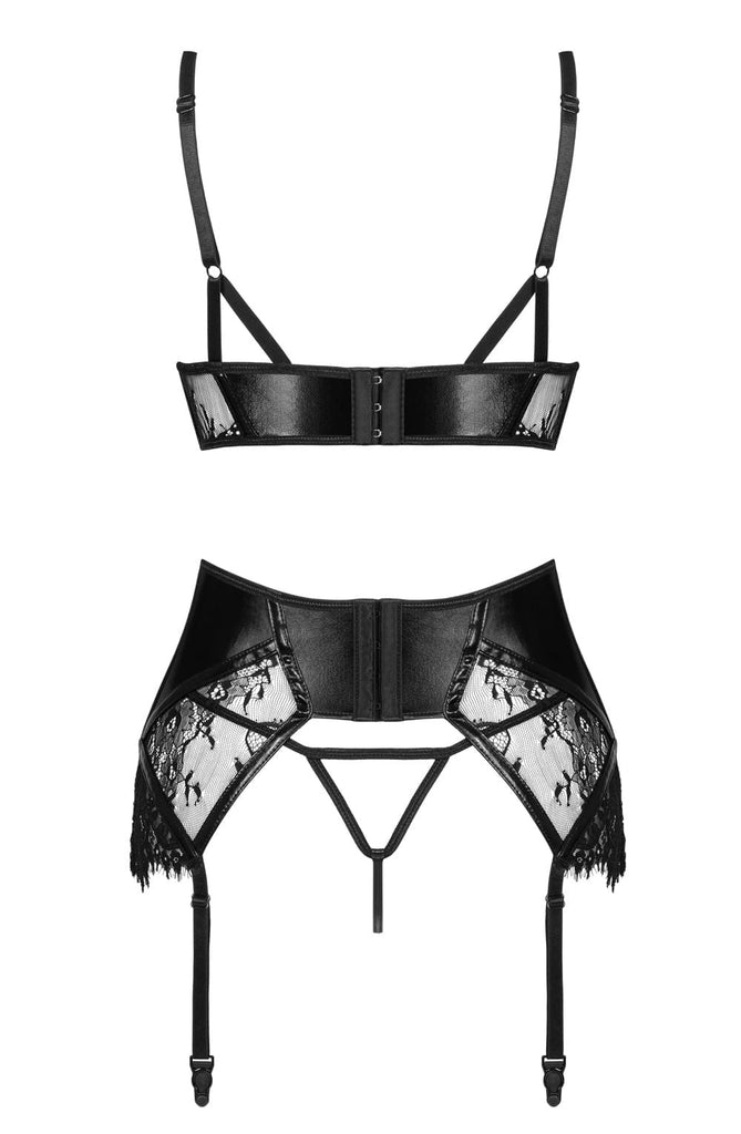 Beauty Night Leonela Wet Look Lingerie Set Black BN6739 - My Lingerie Obsession 