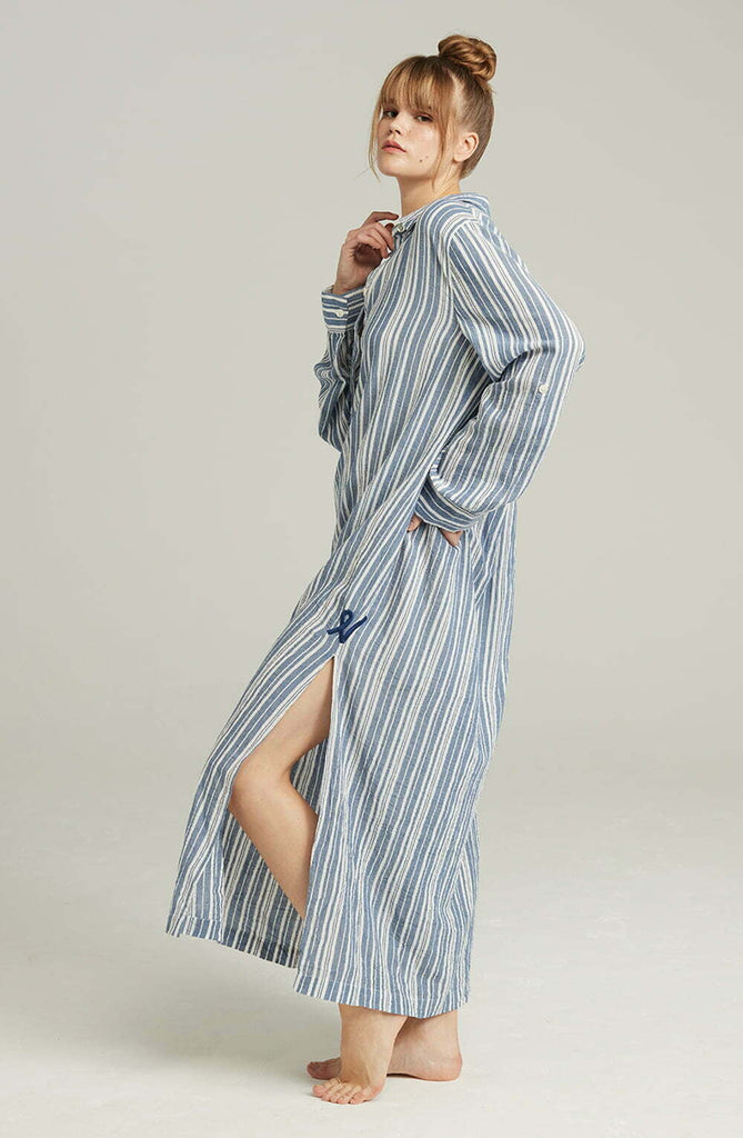 Nudea Maxi Shirt French Navy Stripe - My Lingerie Obsession 