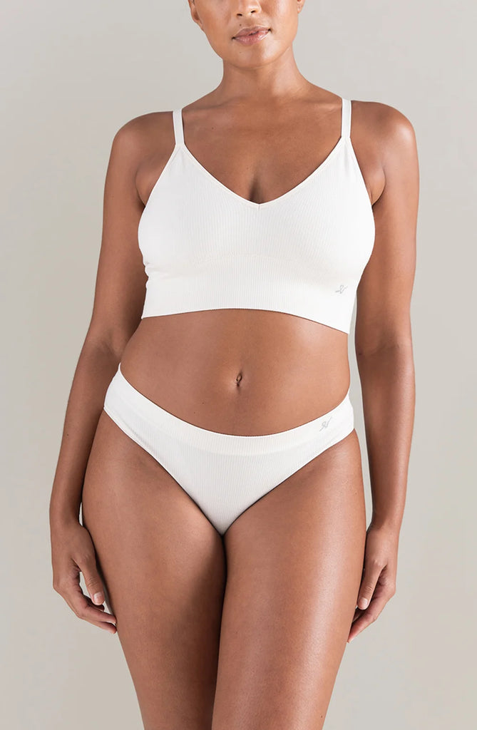 Nudea Tencel High Leg Knickers in White Sand