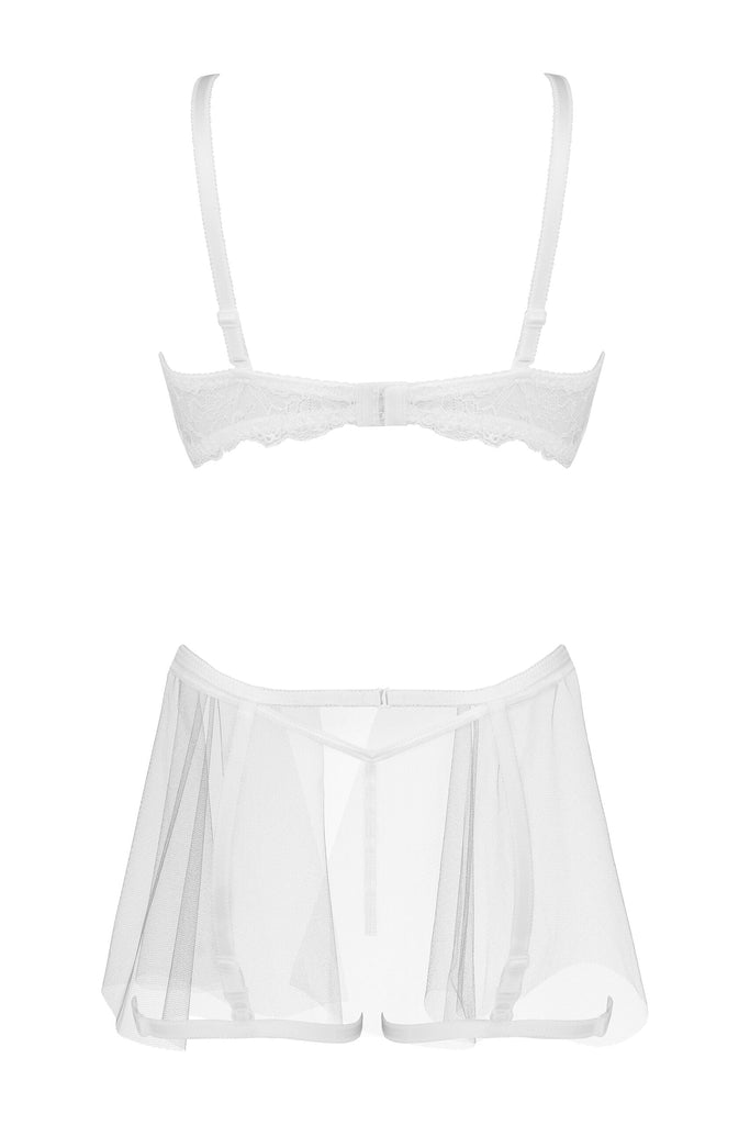 Beauty Night Peony Lingerie Set White BN6711 - My Lingerie Obsession 