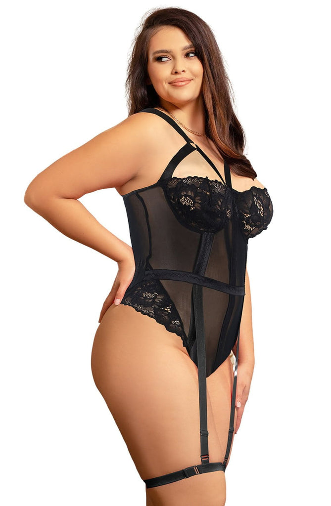 YesX Black Plus Size Bodysuit YX840Q - My Lingerie Obsession 