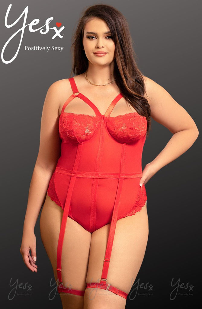 YesX YX858Q Red Bodysuit Plus Size - My Lingerie Obsession 