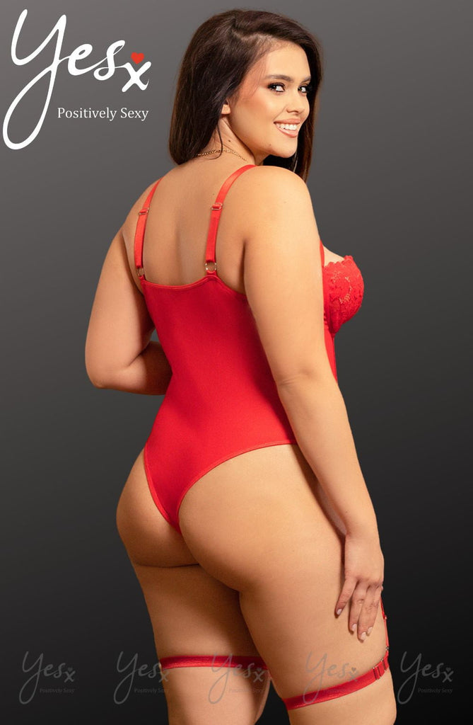 YesX YX858Q Red Bodysuit Plus Size - My Lingerie Obsession 