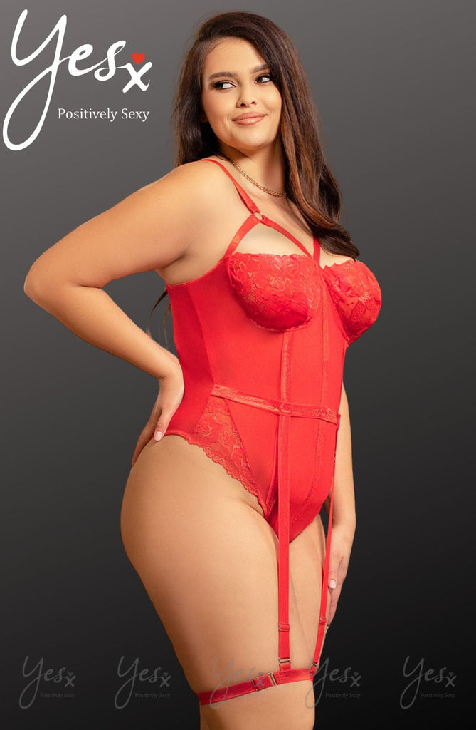 YesX YX858Q Red Bodysuit Plus Size - My Lingerie Obsession 