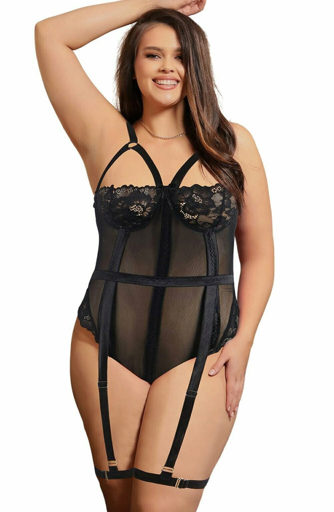 YesX Black Plus Size Bodysuit YX840Q - My Lingerie Obsession 