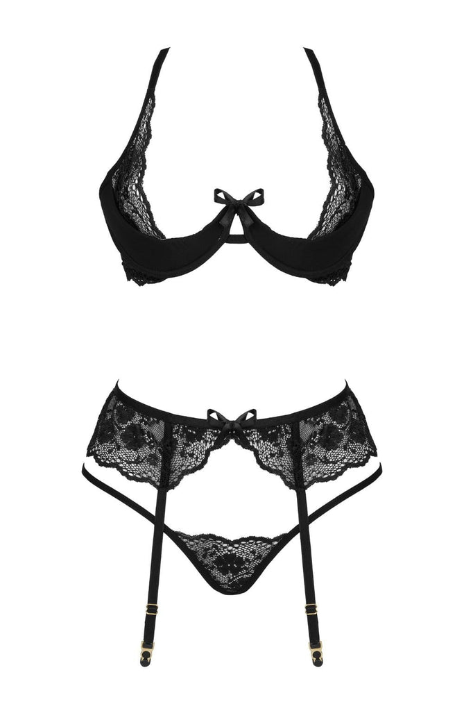 Beauty Night Rose Lingerie Set Black BN6721 - My Lingerie Obsession 