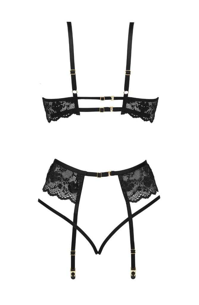 Beauty Night Rose Lingerie Set Black BN6721 - My Lingerie Obsession 