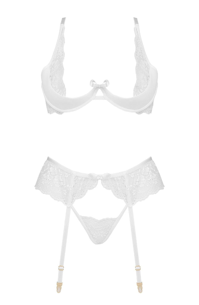 Beauty Night Rose Lingerie Set White BN6722 - My Lingerie Obsession 