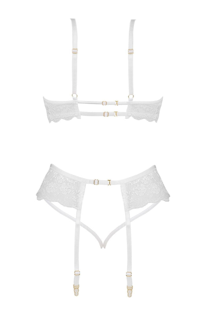 Beauty Night Rose Lingerie Set White BN6722 - My Lingerie Obsession 