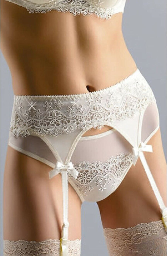 Gracya Jonquil Suspender Belt Cream - My Lingerie Obsession 