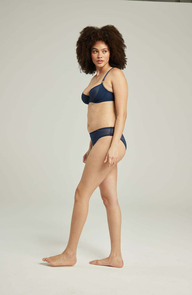 The Sheer Deco High Leg Brief Navy - My Lingerie Obsession 