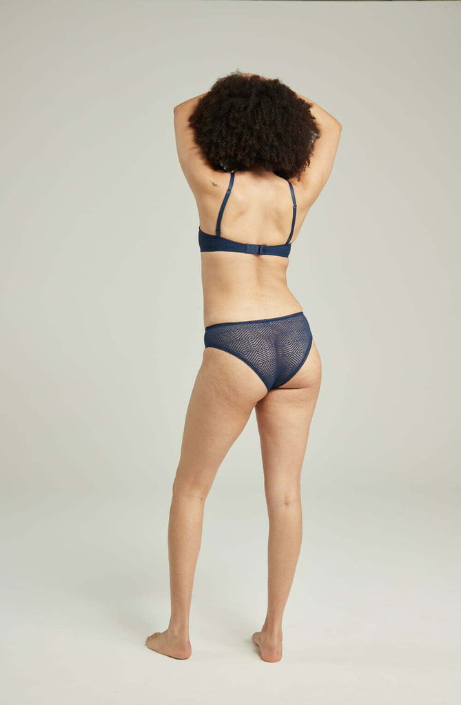 The Sheer Deco Lift Balcony Bra Navy Up to GG Cup - My Lingerie Obsession 