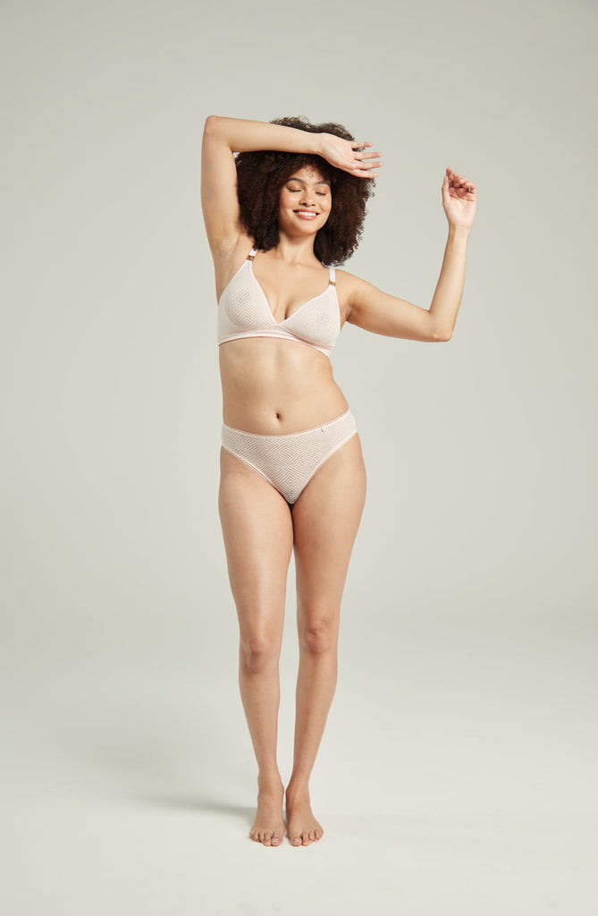 The Sheer Deco High Leg Brief Blush Pink - My Lingerie Obsession 