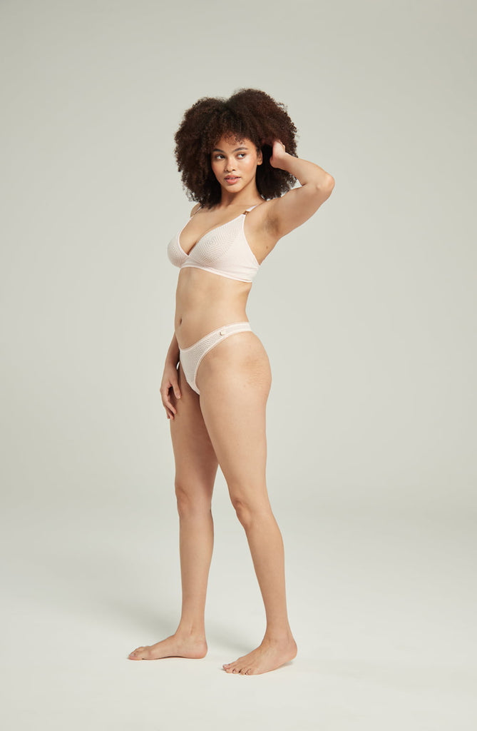 The Sheer Deco Barely There Thong Blush Pink - My Lingerie Obsession 