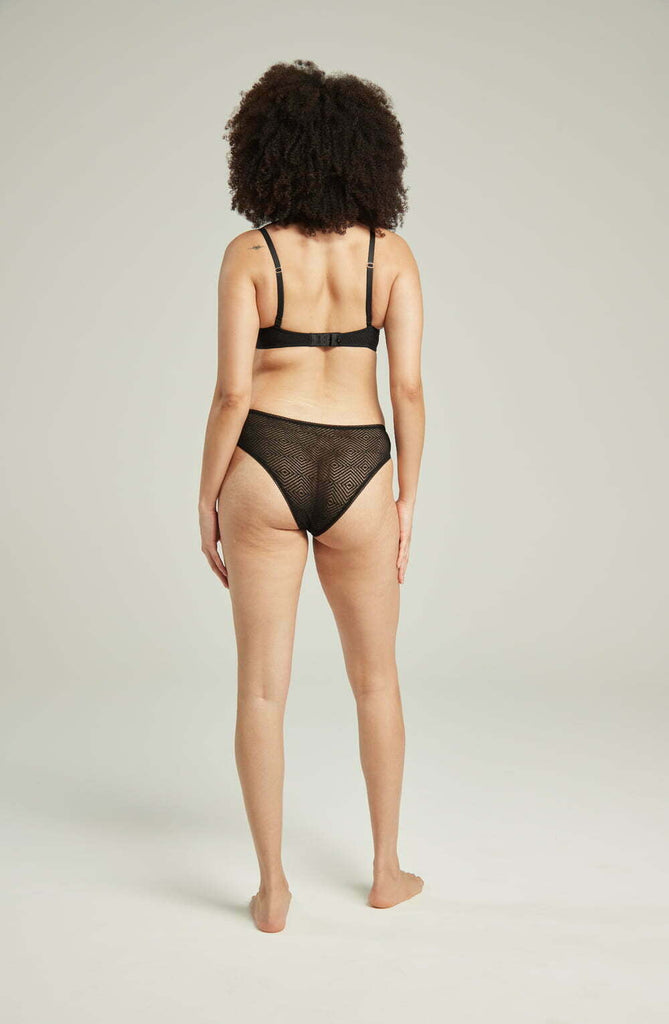 The Sheer Deco High Leg Brief Black - My Lingerie Obsession 