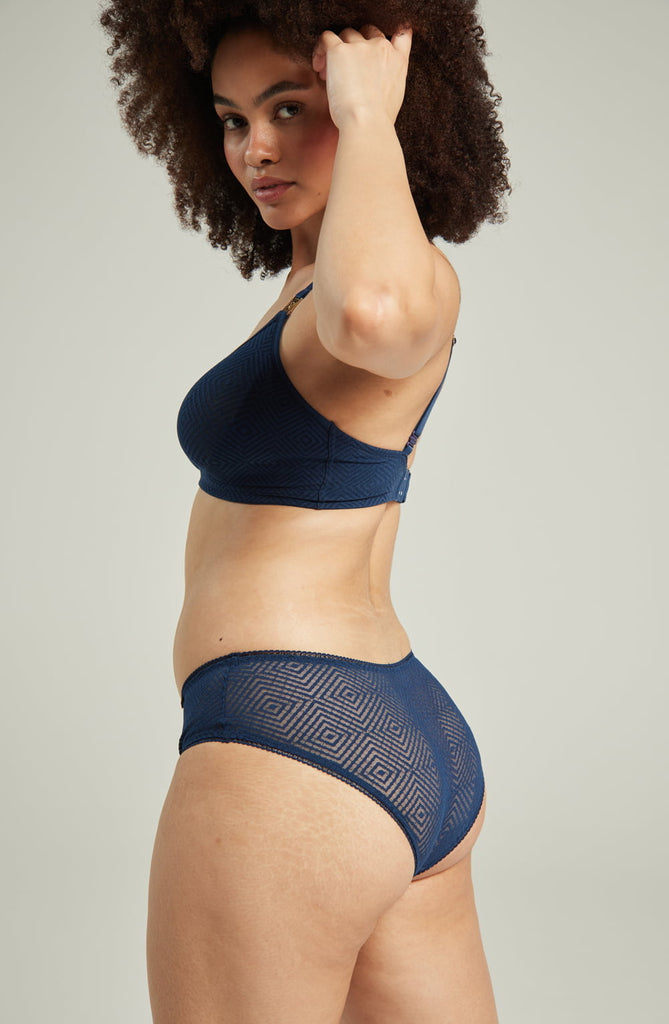 The Sheer Deco Hipster Brief Navy - My Lingerie Obsession 