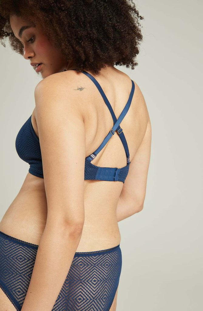 The Sheer Deco Easy Does It Bralette Navy Up to G Cup - My Lingerie Obsession 