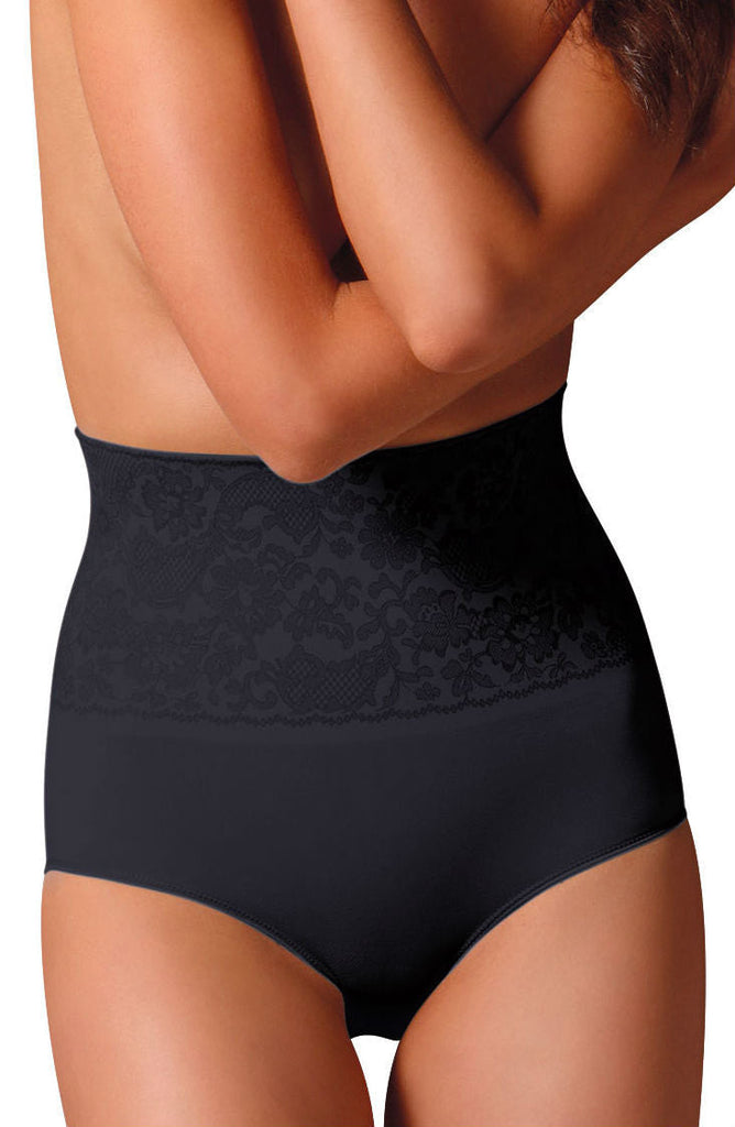 Control Body 311572 Shaping Brief With Screen Print Lace Nero - My Lingerie Obsession 