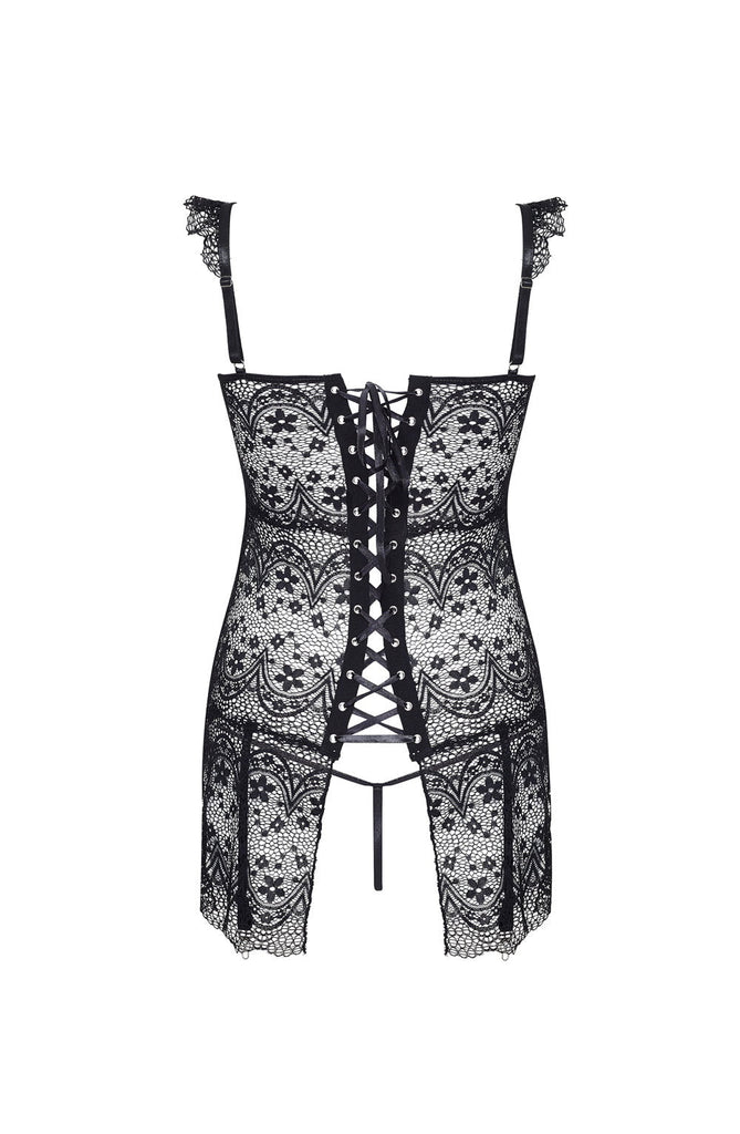 Beauty Night Alena Corset & Thong Set Black BN6682 - My Lingerie Obsession 