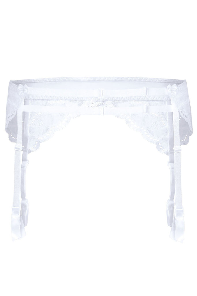 Roza Lagerta Suspender Belt White - My Lingerie Obsession 