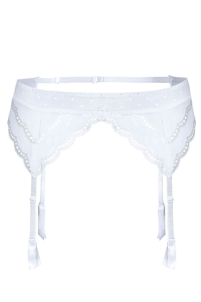 Roza Lagerta Suspender Belt White - My Lingerie Obsession 