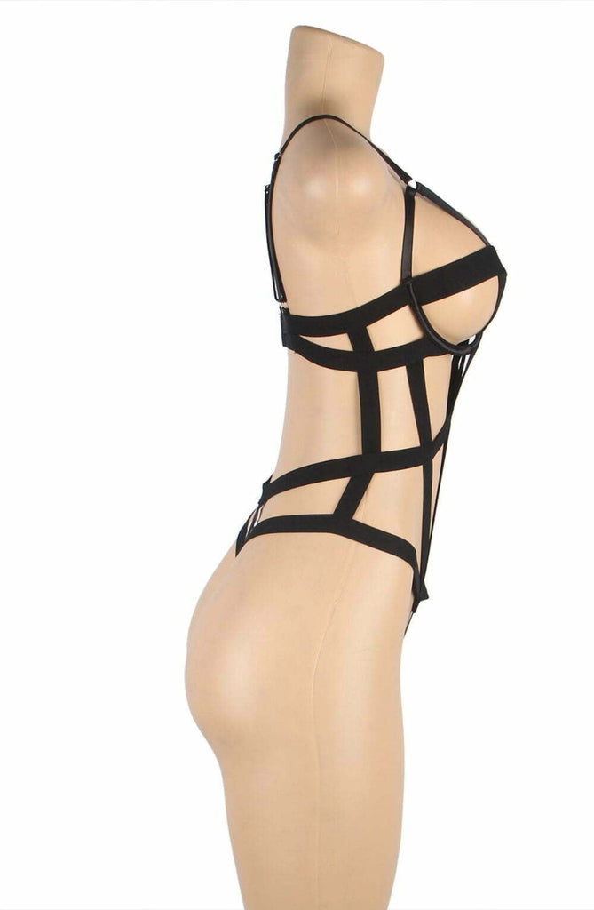 YesX YX844Q Plus Size Bodysuit Black - My Lingerie Obsession 