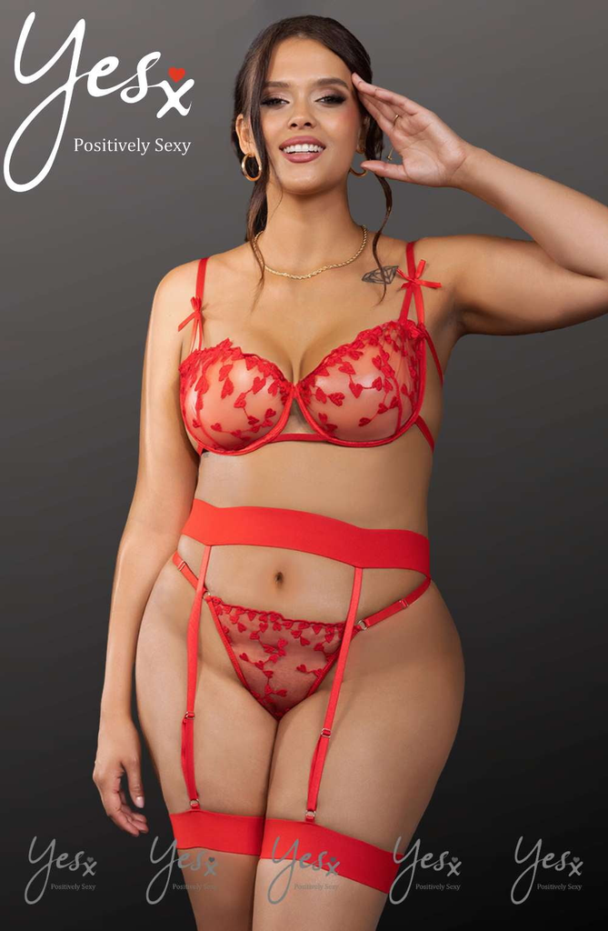 YesX YX845Q Plus Size Bra Set Red - My Lingerie Obsession 