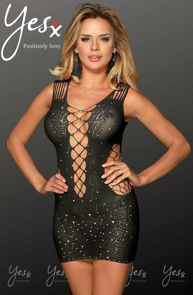 YesX YX848 Sparkly Black Dress - My Lingerie Obsession 