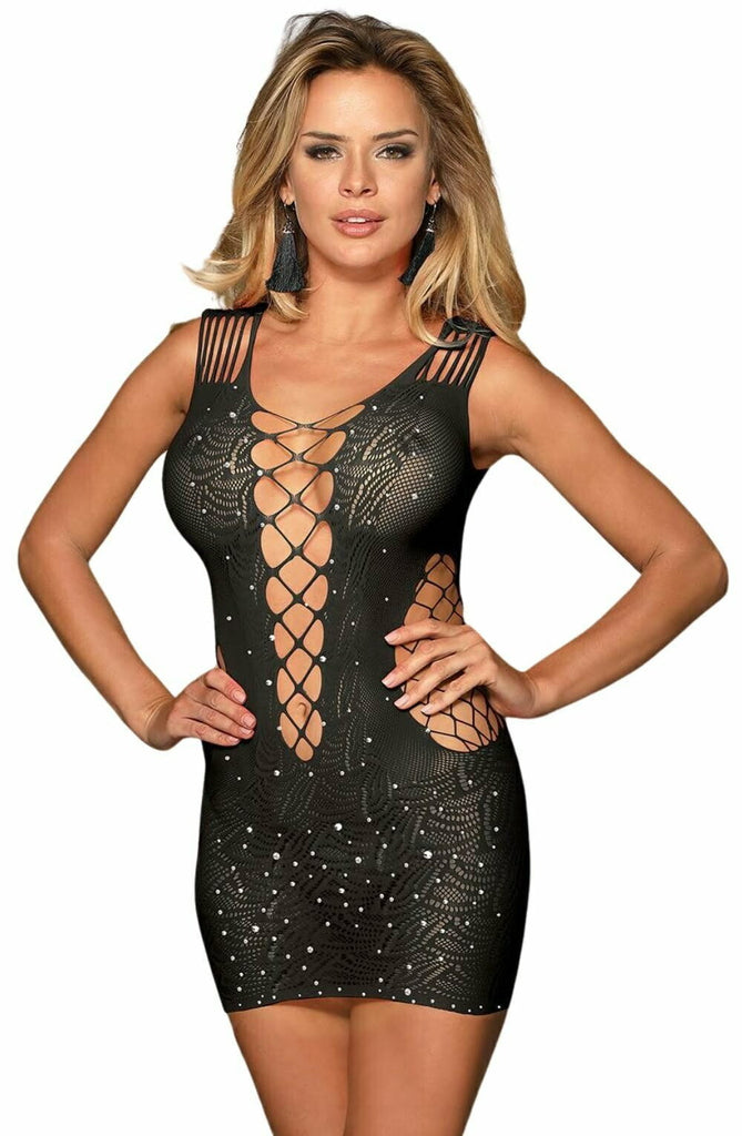 YesX YX848 Sparkly Black Dress - My Lingerie Obsession 