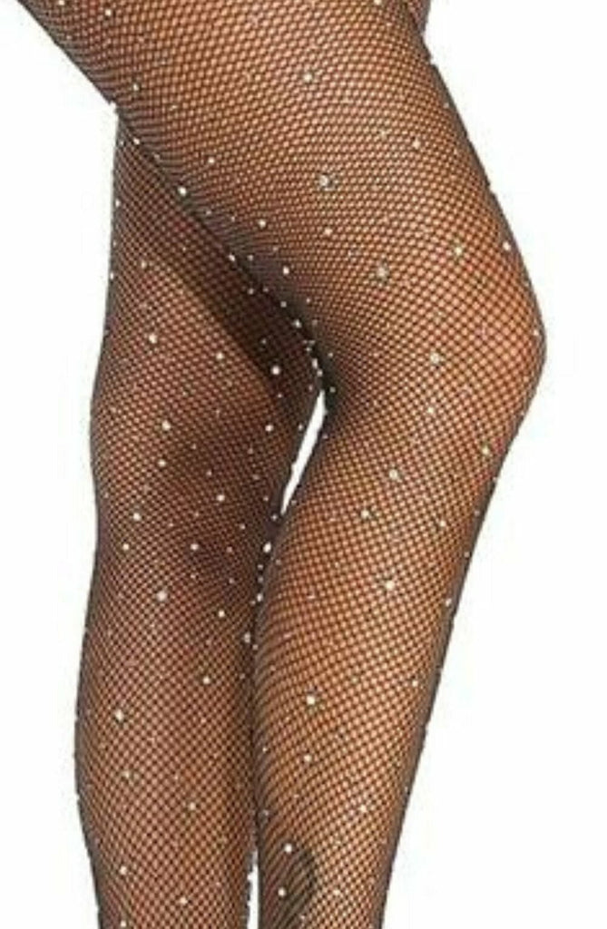 YesX YX850 Sparkly Black Fishnet Suspender Tights - My Lingerie Obsession 