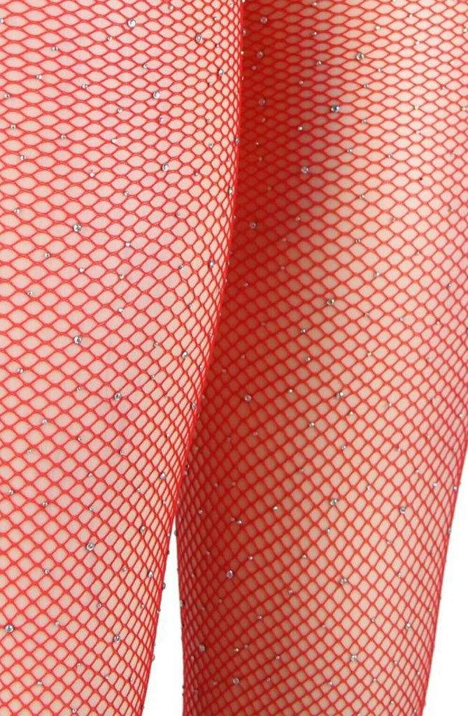 YesX YX852 Sparkly Red Fishnet Suspender Tights - My Lingerie Obsession 