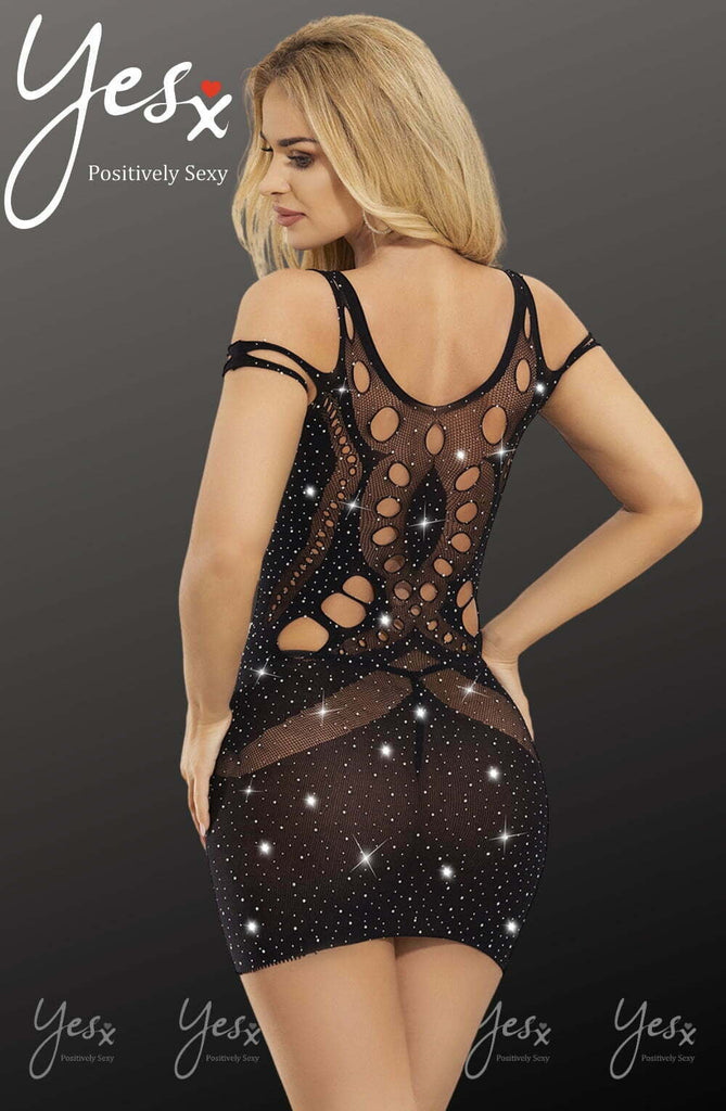 YesX YX853 Sparkly Black Dress - My Lingerie Obsession 