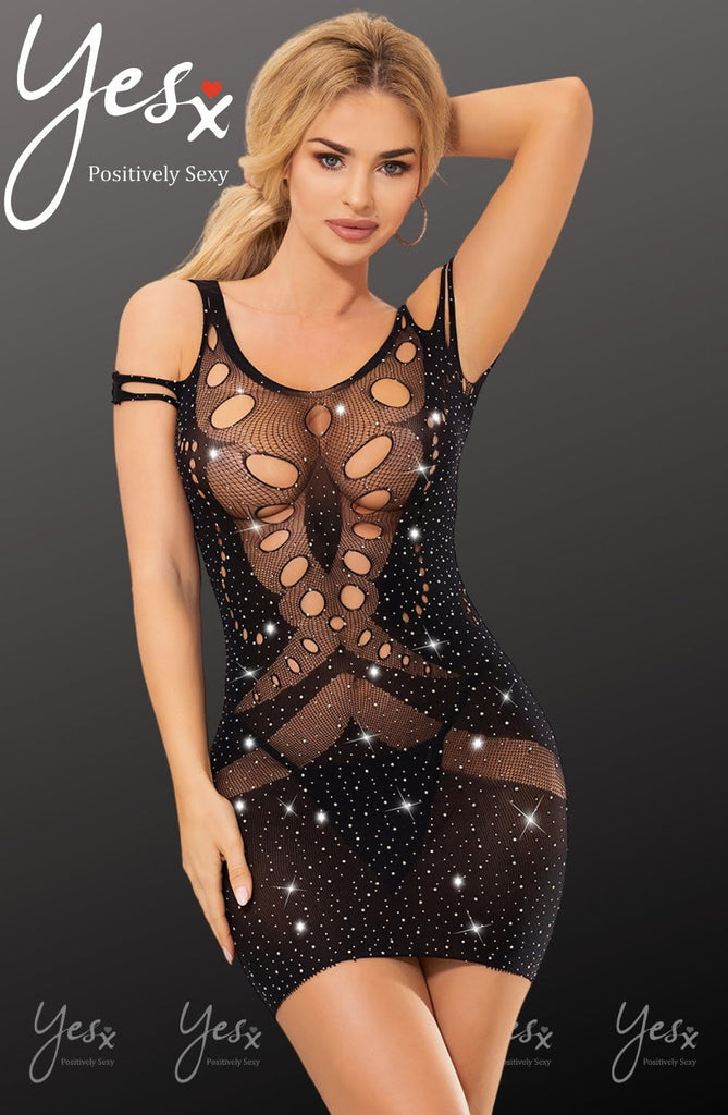 YesX YX853 Sparkly Black Dress - My Lingerie Obsession 