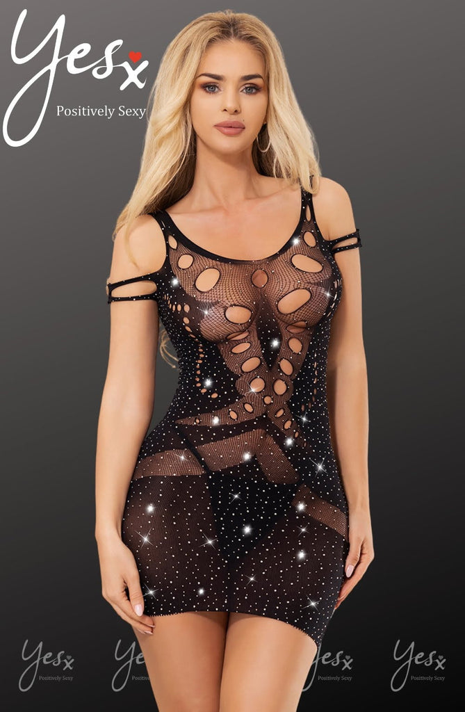 YesX YX853 Sparkly Black Dress - My Lingerie Obsession 