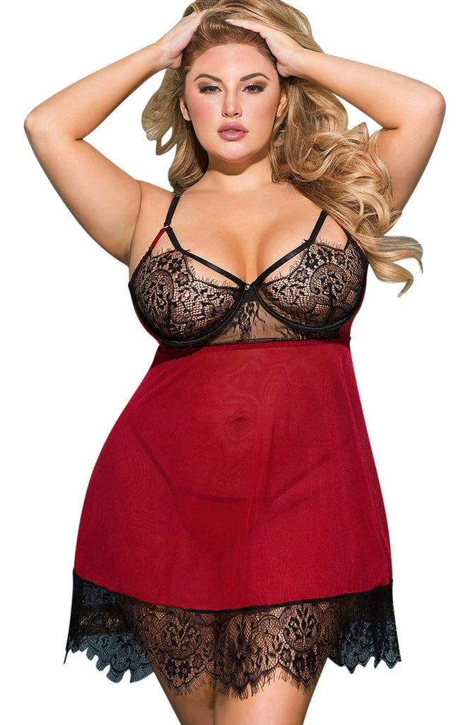 YesX YX958Q Black/Red Babydoll Set - My Lingerie Obsession 