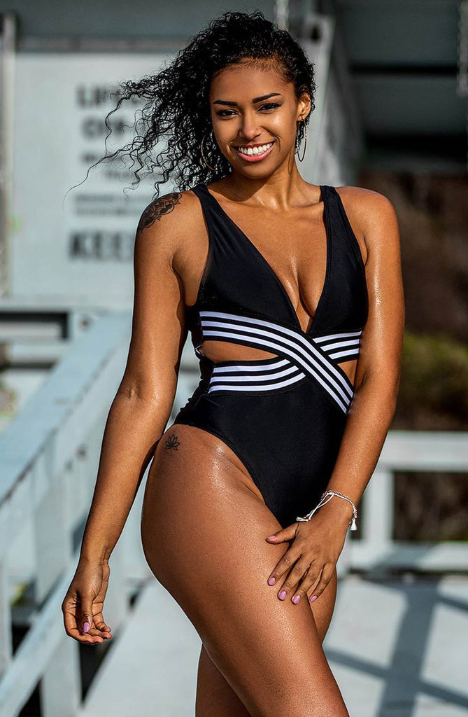 YesX YX980 One Piece Swimsuit Black - My Lingerie Obsession 