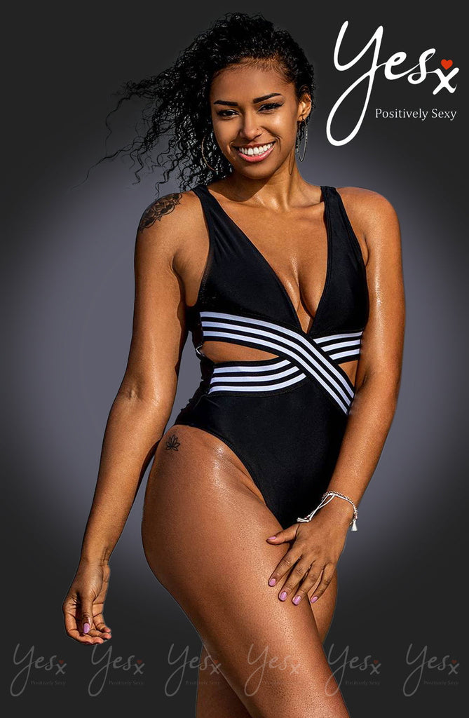 YesX YX980 One Piece Swimsuit Black - My Lingerie Obsession 