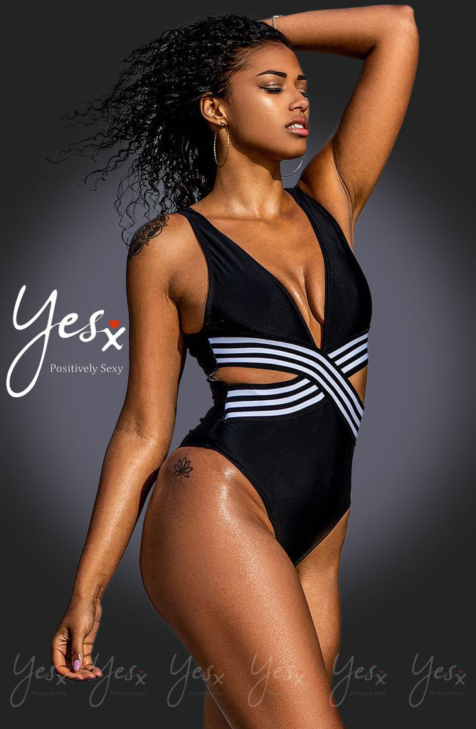 YesX YX980 One Piece Swimsuit Black - My Lingerie Obsession 