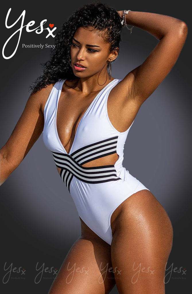 YesX YX962 One Piece Swimsuit White - My Lingerie Obsession 