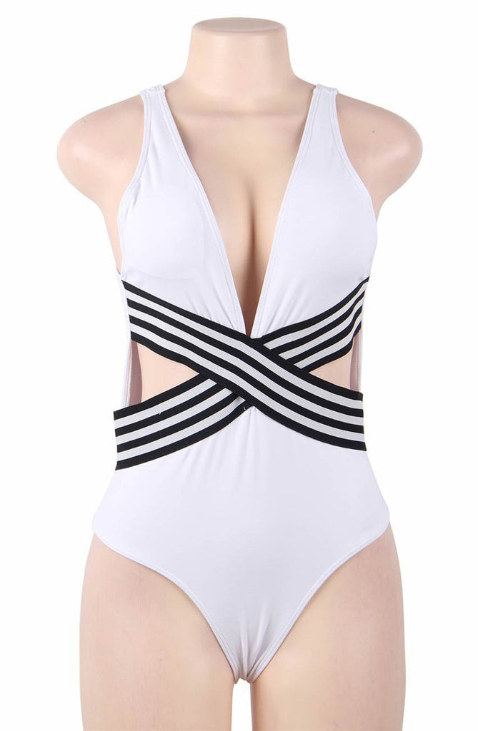 YesX YX962 One Piece Swimsuit White - My Lingerie Obsession 