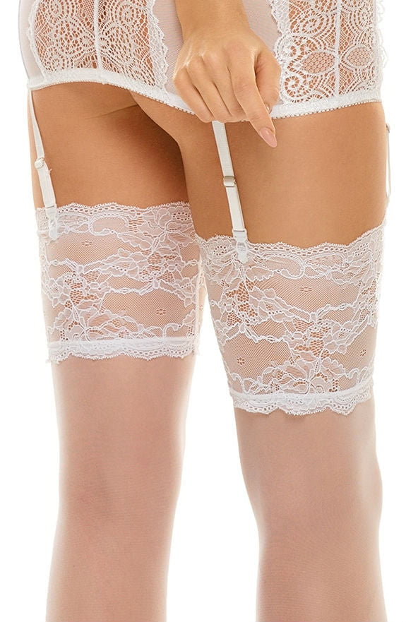 Beauty Night BN6541 Romance Stockings White - My Lingerie Obsession 