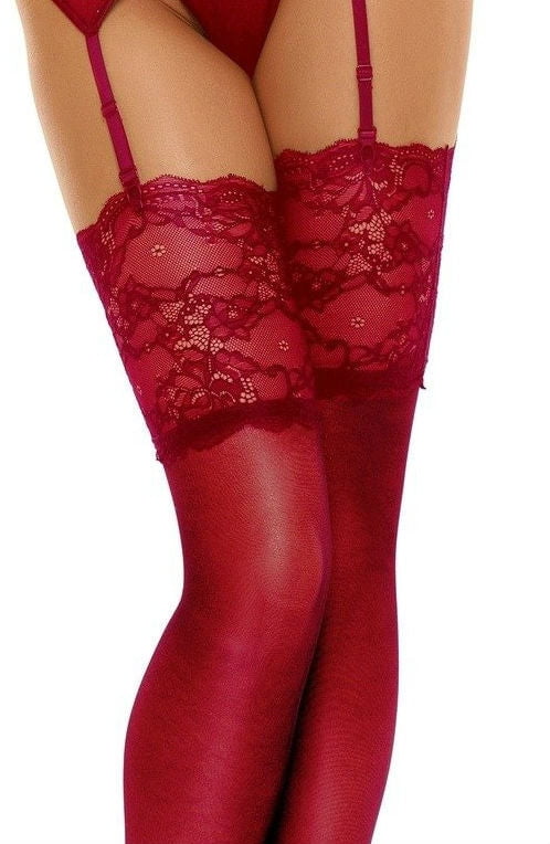 Beauty Night BN6543 Romance Stockings Cherry - My Lingerie Obsession 