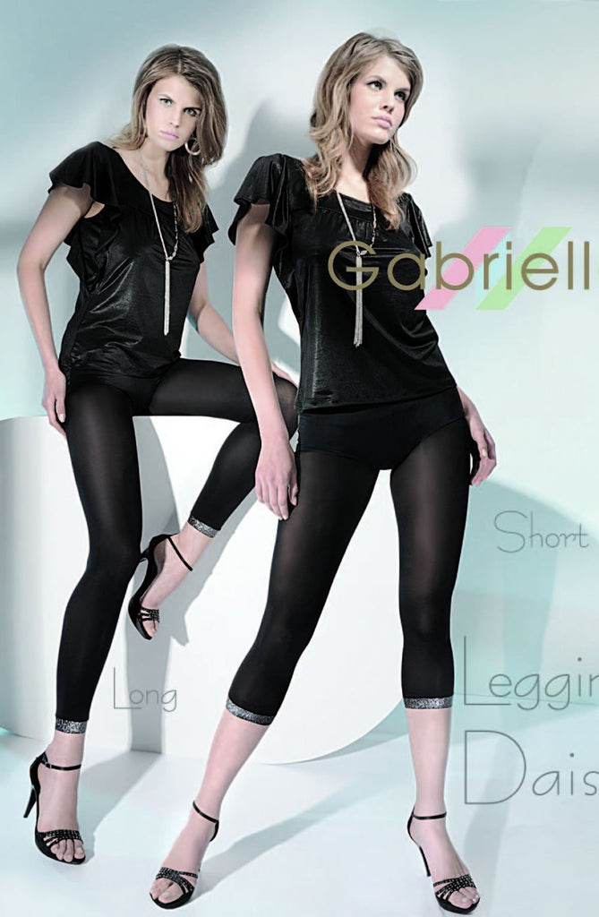 Gabriella Daisy Long Leggings Black - My Lingerie Obsession 