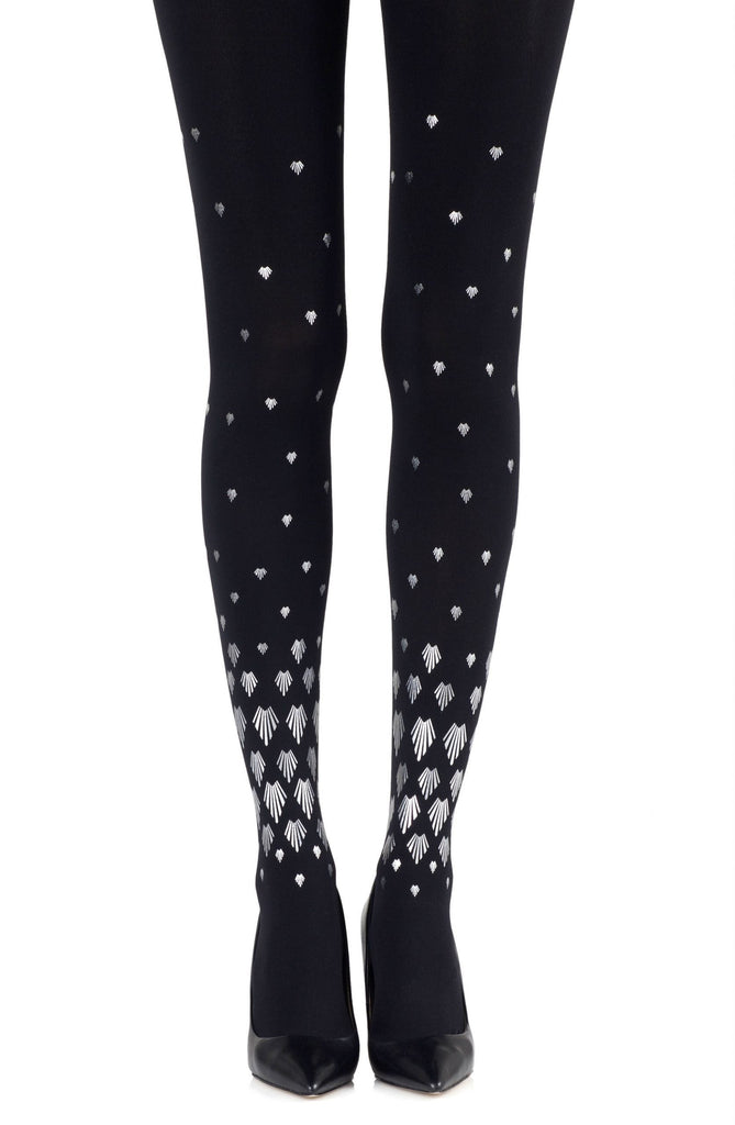 Zohara "Shell Out" Black Print Tights - My Lingerie Obsession 