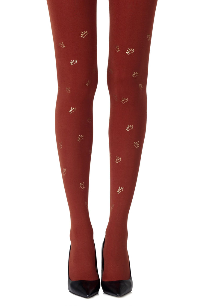 Zohara "Royal Treatment" Rust Print Tights - My Lingerie Obsession 